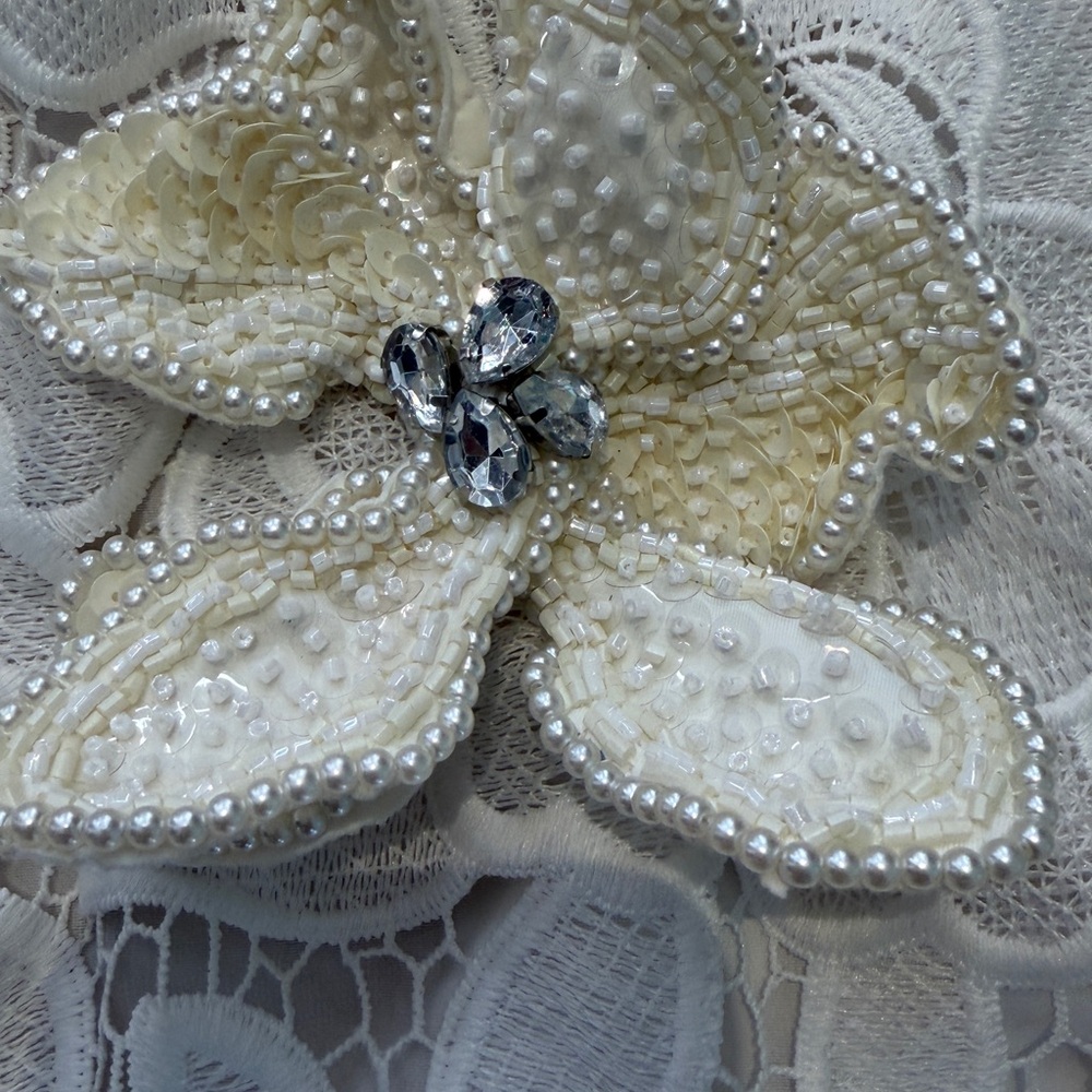 PatBo White and cream Floral Appliqué Lace Mini Dress - Picture 10 of 12